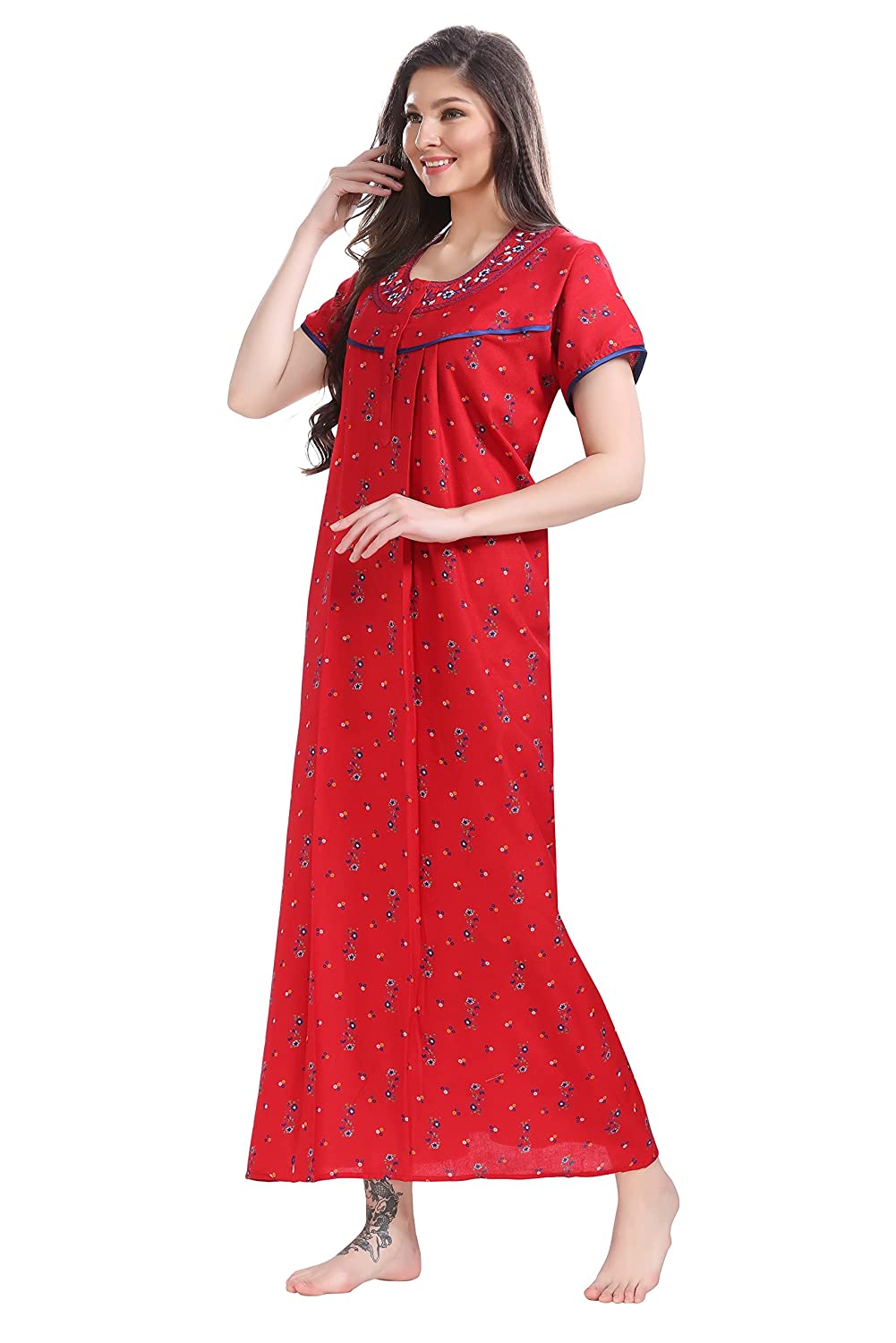 Short Sleeve Silk Ladies Printed Night Gown, Feature : Breathable,  Comfortable, Neck Style : Round at Rs 1,000 / Piece in Pratapgarh