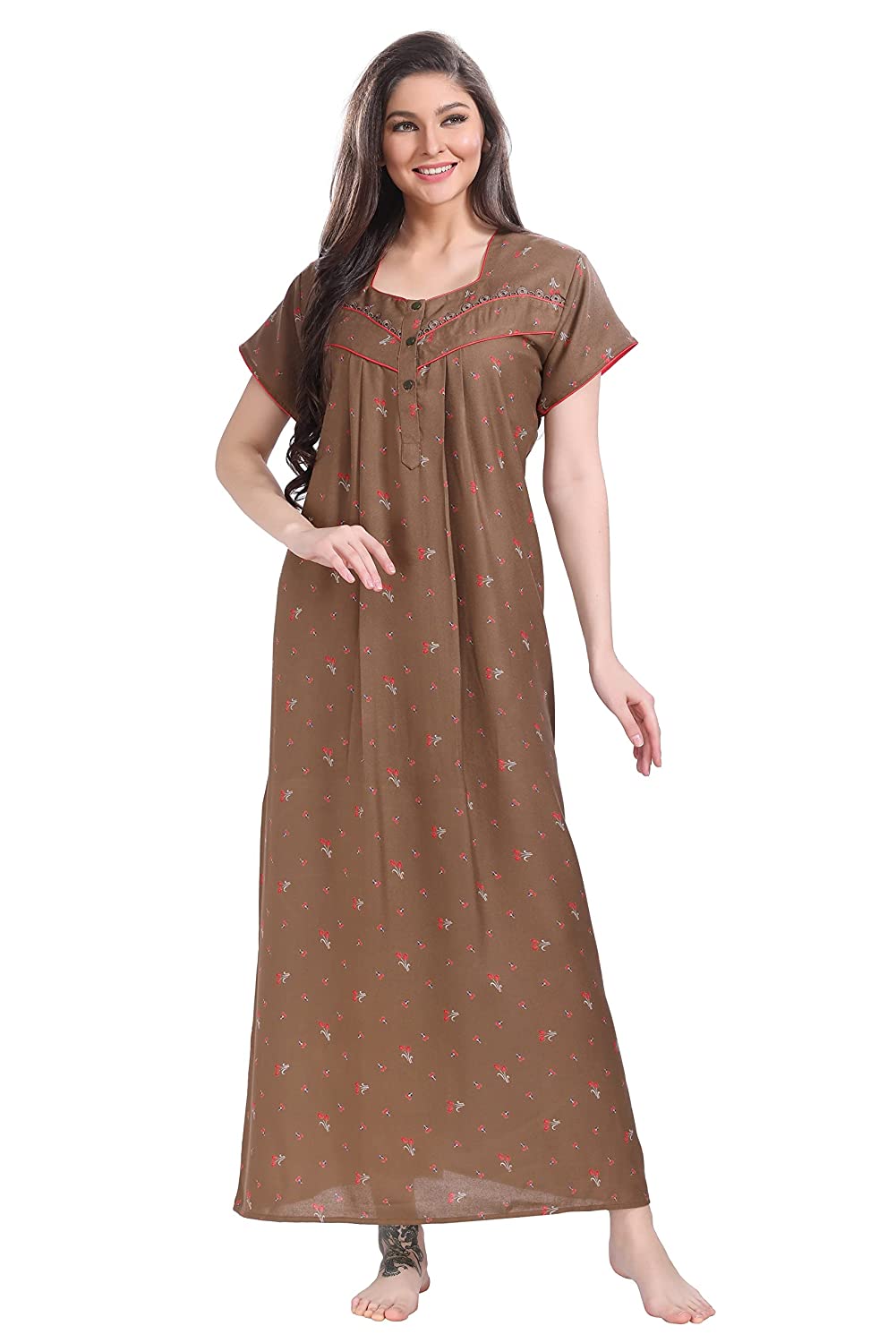 Premium Quality Cheetah Printed Full Size/Maxi Satin V Neck Kaftan Night  Gown For Women
