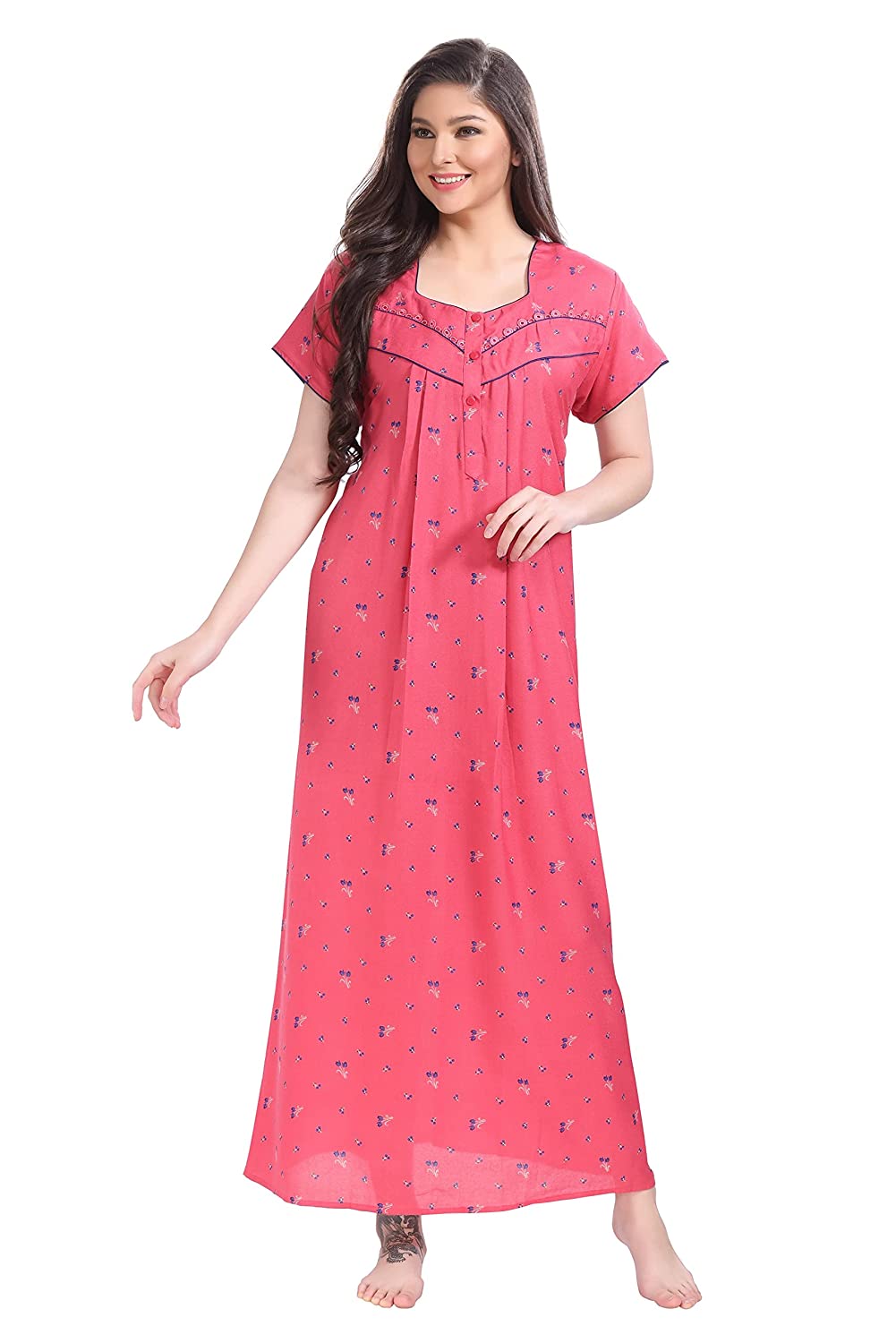 Buy Monique Brand 100% Cotton Nighty for Women | Long Length Printed  Nighty/Maxi/Night Gown/Night Dress/Nightwear Inner & Sleepwear for Women's  (Combo Pack of 2) MLTI-06 at Amazon.in