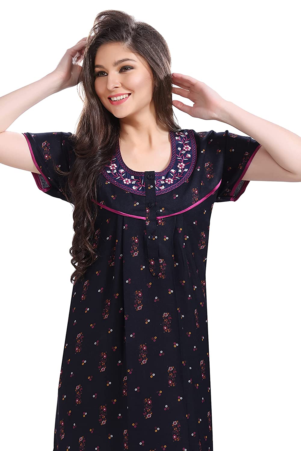 Long Floral Print Cotton Gown | Cotton gowns, Cotton night dress, Night  dress for women
