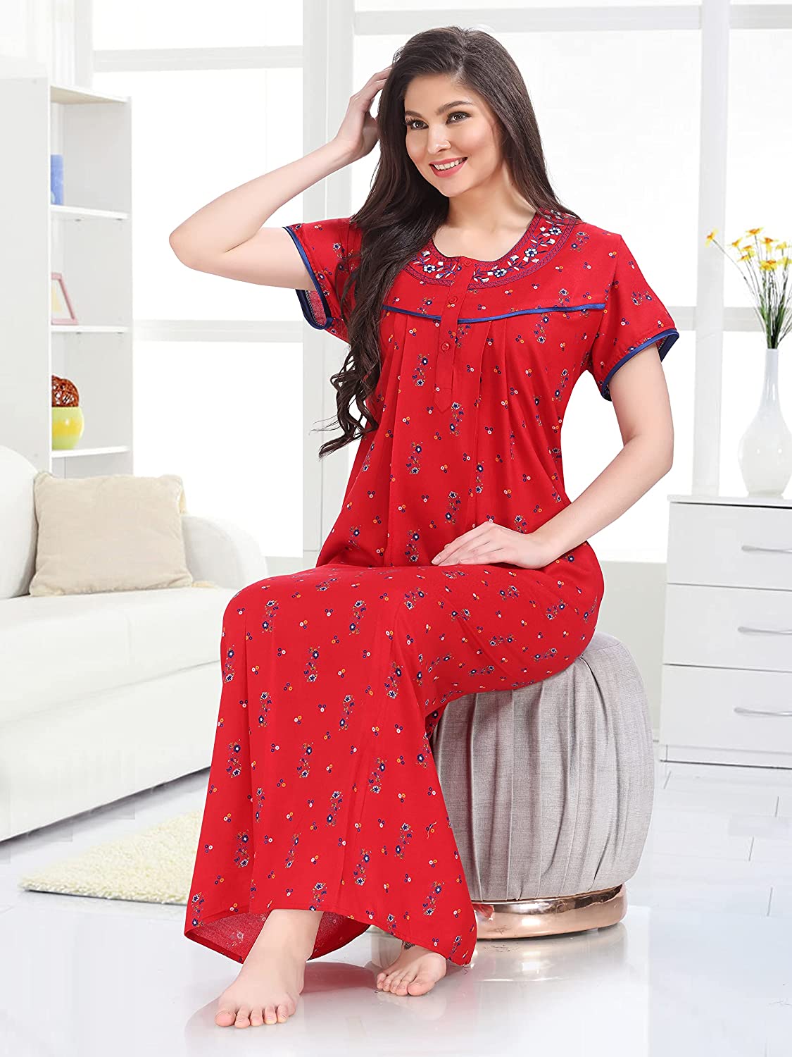 Summer Special Nighty Gown Bizzy Lizzy Sleepwear Cotton Mexi Gown Women  Collection