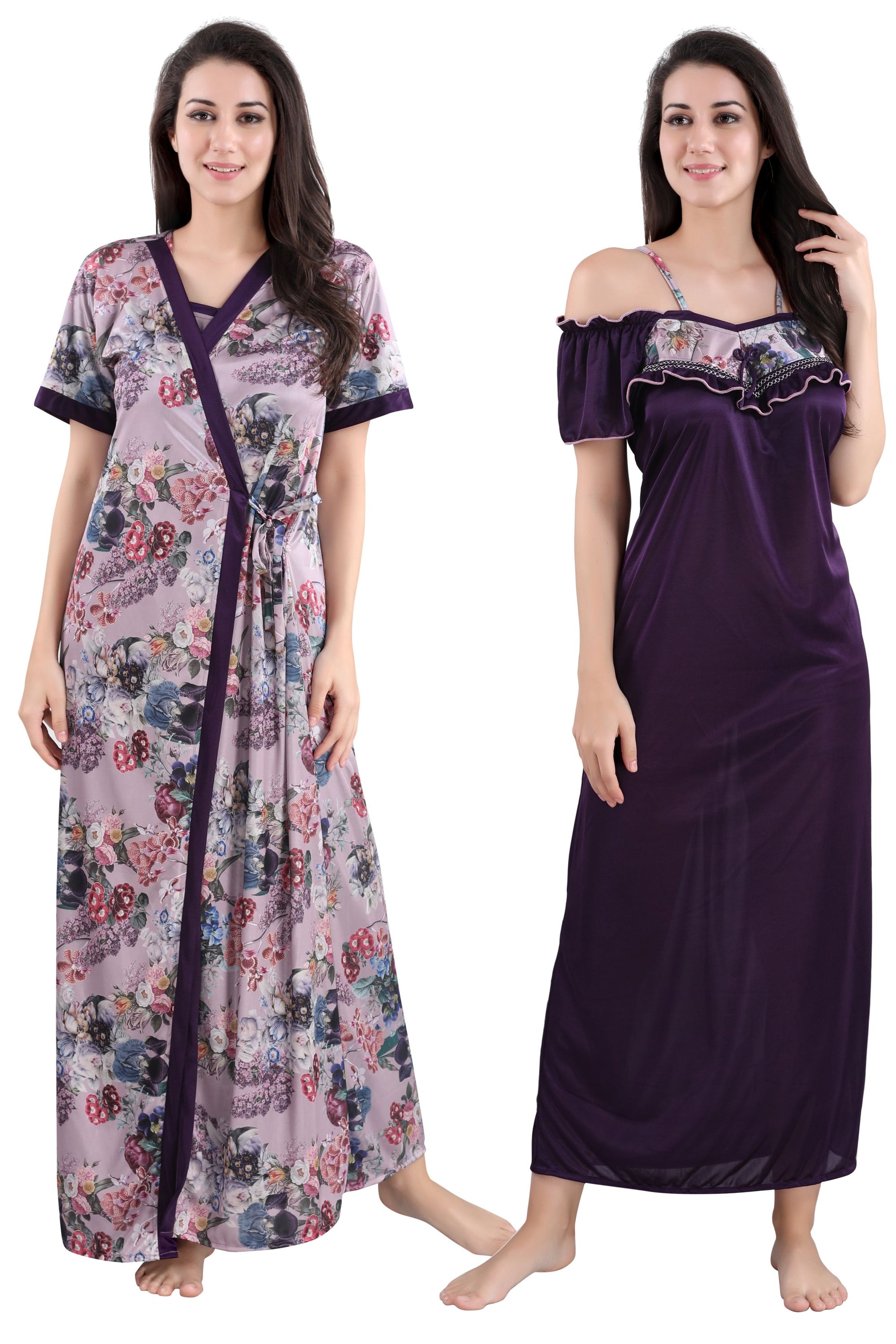 Sweet Ruffle Edge Slip Nightgown Sleepwear with Robe | Night dress for  women, Night sleep dress, Night gown