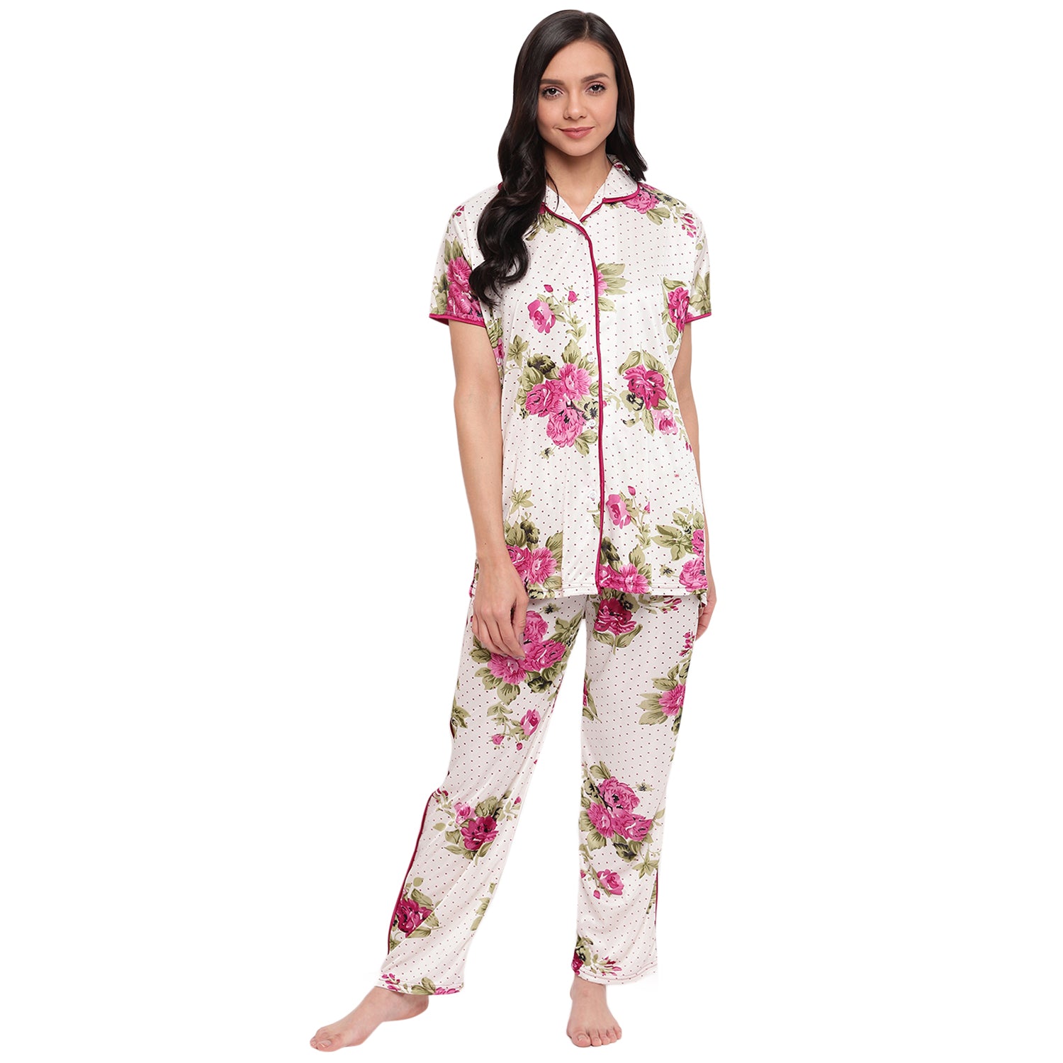 Floral Printed Night Suit (YELLOW) – Yash Gallery