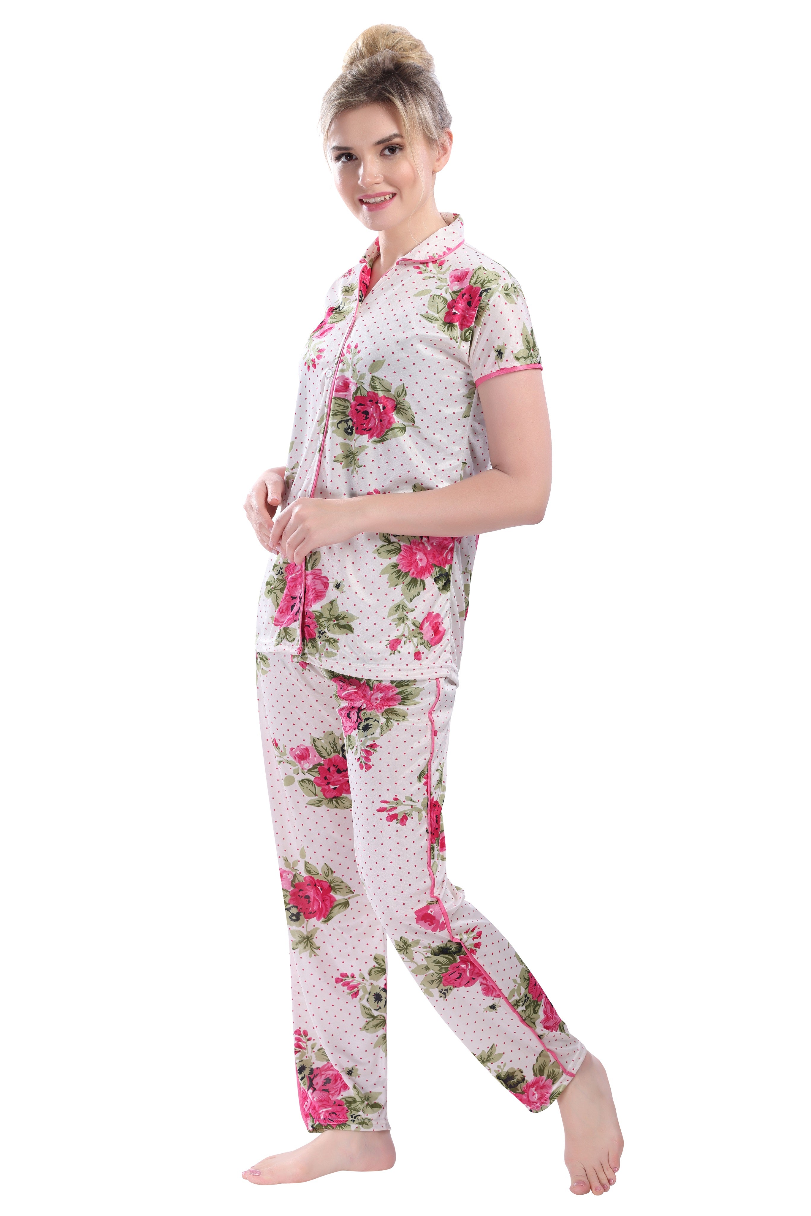 Skkinvalue's Floral printed satin crop top night suit – skkinvalue